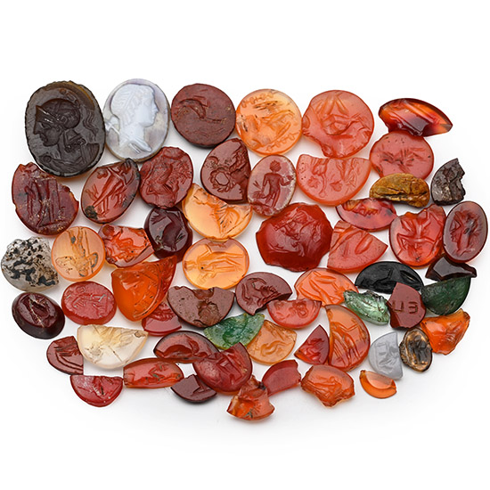 Large Roman Carnelian and Other Gemstone Collection