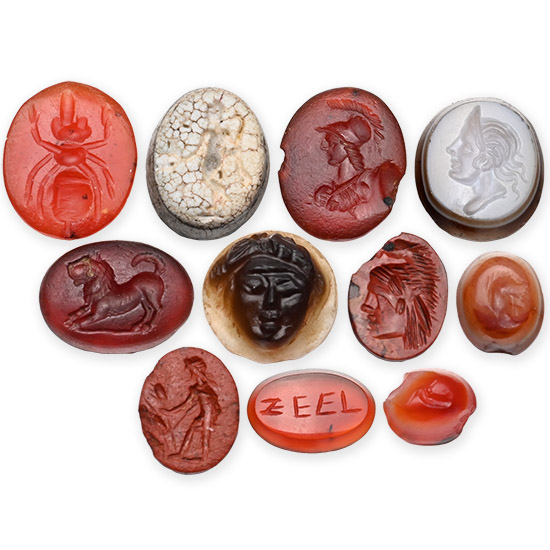 Large Roman Carnelian and Other Gemstone Collection