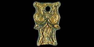 Viking Hiberno-Norse Gilt-Bronze Mount with Addorsed Birds