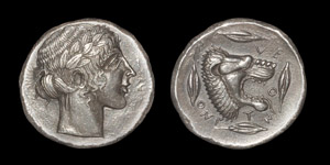 Ancient Greek Coins - Leontini - Apollo Tetradrachm