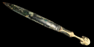 Near Eastern Luristan Bronze Bone-Handled Dirk with Aramaic Inscription