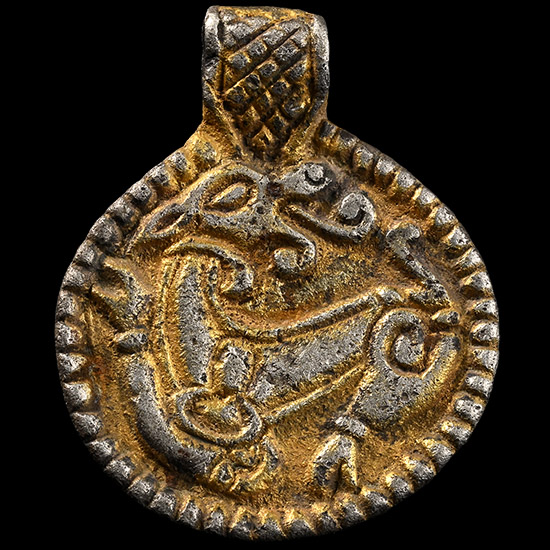 Viking Silver-Gilt Pendant with Beast Facing Back