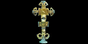 Anglo-Saxon Gold Chip-Carved Animal Mask and Raven Pairs Cruciform Brooch