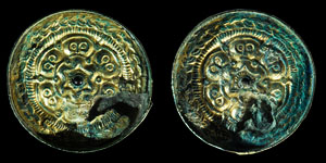 Anglo-Saxon Gilt Bronze Applied Disc Brooch Pair