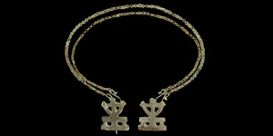 Scandinavian Silvered Bronze Brooch-and-Chain Set