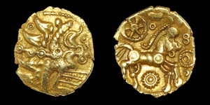 Celtic Iron Age Coins - Eastern Region - Uninscribed Tring Wheel - Gold Quarter Stater