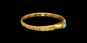 Medieval Gold God gives me the joy of love Stirrup Ring
