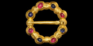 Medieval Gold Jewelled Annular Brooch