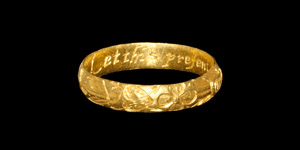 Post Medieval Gold Let This Present My Good Intent Love Hearts and Forget-Me-Nots Posy Ring