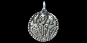 Scandinavian Viking Silver Pendant with Odin Gripping Two Ravens