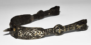 Merovingian Frankish Silver and Copper Inlaid Iron Prick Spur