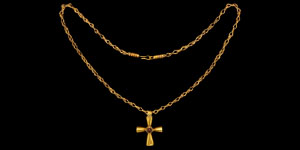 Heavy Gold Pectoral Cross Pendant with Chain