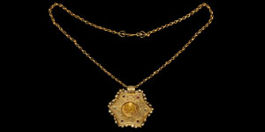 Heavy Gold Coin Pendant with Chain