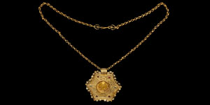 Byzantine Heavy Gold Coin Pendant with Chain