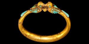 Gold and Turquoise Bird Bracelet