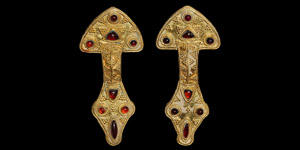 Gold and Garnet Brooch Pair