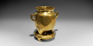 Chinese Gilt Xunde Lu Vessel and Stand