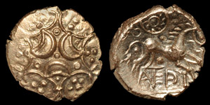Celtic Iron Age Coins - Iceni - Antedios - Triple Moon Gold Stater