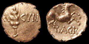Celtic Iron Age Coins - Catuvellauni - Agr- Horse Gold Quarter Stater