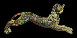 Greco-Parthian Panther Figurine with Foliage