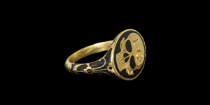 Post Medieval Enamelled Gold Skull Ring