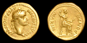 Roman Tiberius - Livia - Gold Aureus
