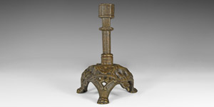 Medieval Romanesque Candlestick with Griffins