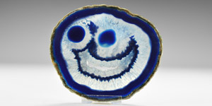 Natural History - Rare Smiley Face Blue Agate Slice