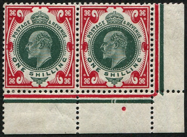 1/- SG 314 DATE CUT CORNER PAIR