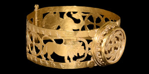 Gold Bracelet with Cross and Lions
