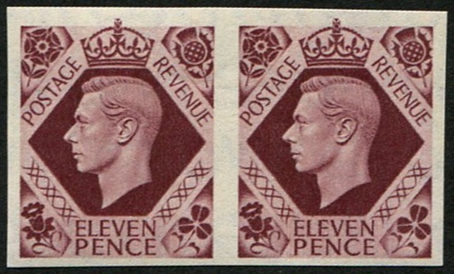 1937 11d SG 474a IMPERF IMPRIMATUR PAIR U/M