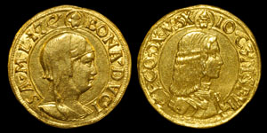 Italy - Milan - Bona di Savoia (Regent) and Duke Giovanni Galeazzo Maria Sforza - Gold 2 Zecchini