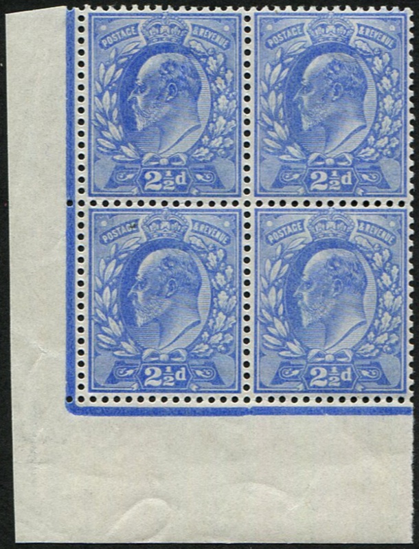 2 1/2d SG 231 PALE ULTRAMARINE BLK.OF 4