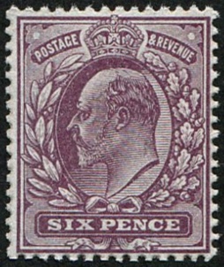 6d SG 298 Reddish-Purple U/M