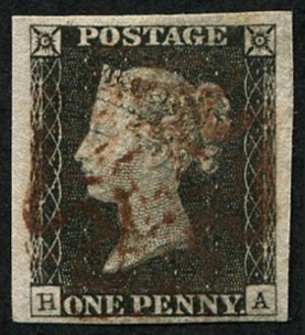 1d Pl.2 (HA defective letter H) BROWNISH MX