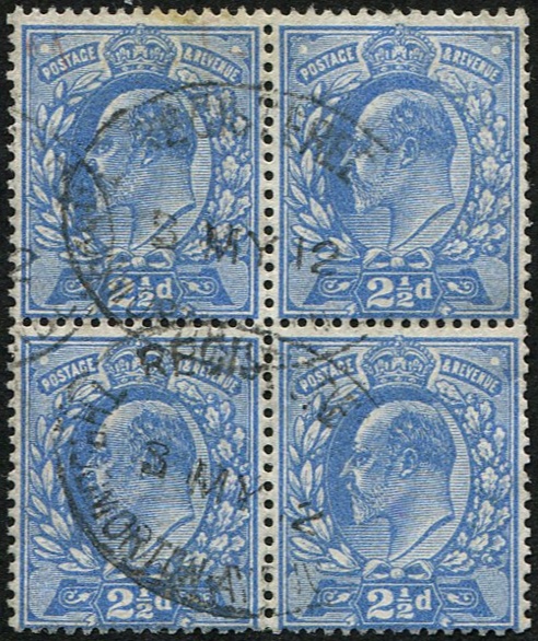 2 1/2d SG 283 BLOCK OF FOUR VFU