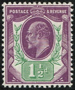 1 1/2d SG 288 VARIETY, DEEP PURPLE & GREEN(F) U/M