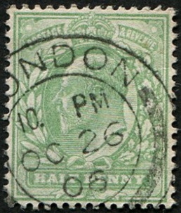 1/2d SG 217 Variety VERY PALE YELLOWISH-GREEN VFU