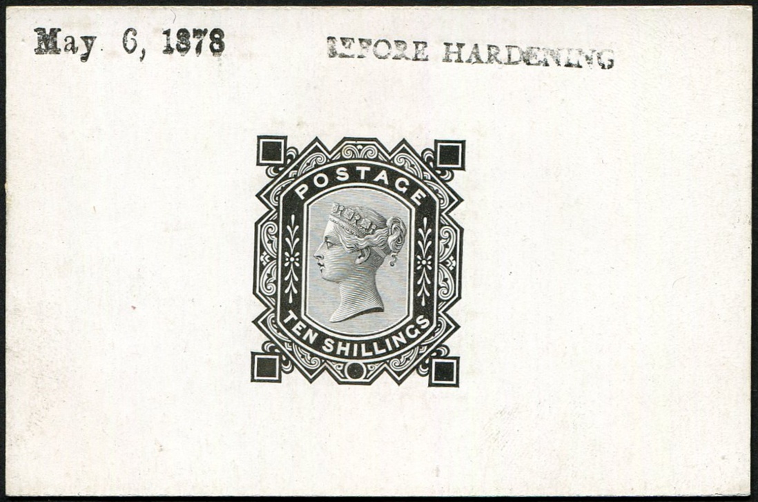 10/- SG 128 DIE PROOF IN BLACK ON GLAZED CARD