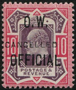 O.W. 10d SG O40s OVPT. CANCELLED TYPE 18