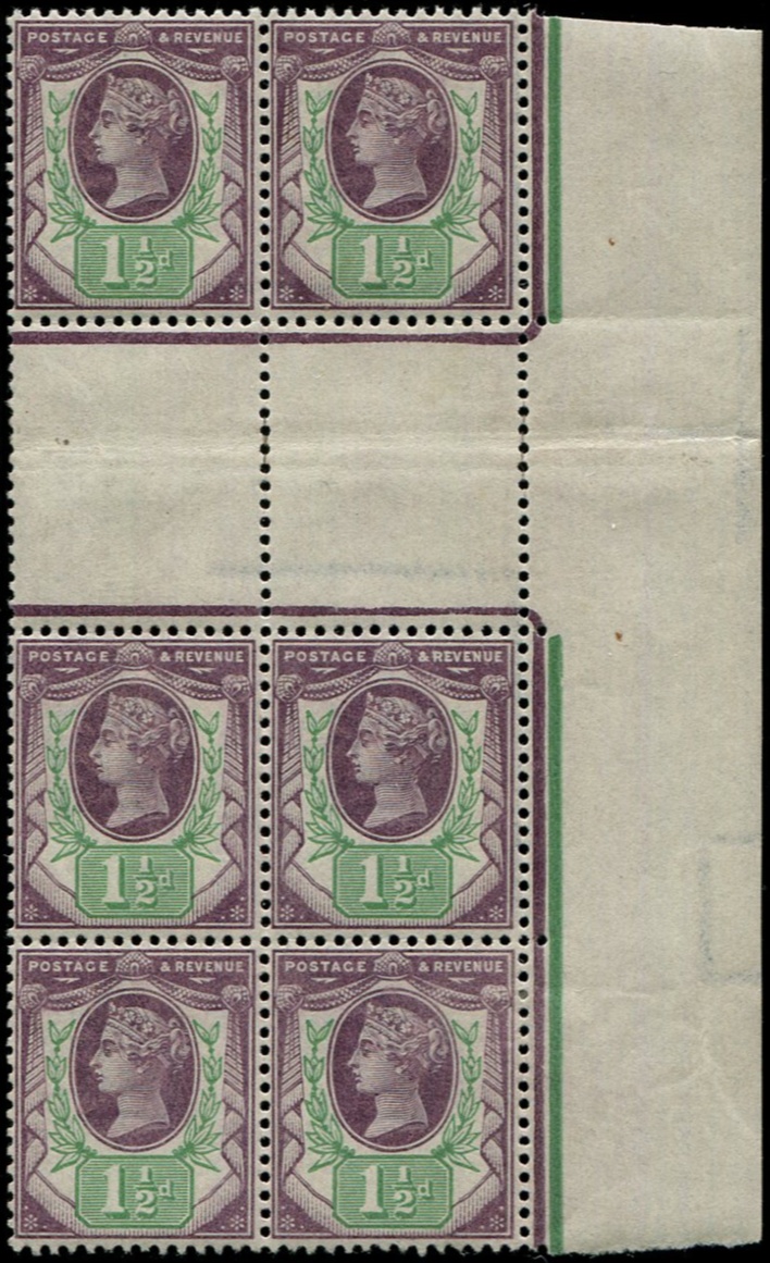1 1/2d SG 198 INTERPANNEAU GUTTER BLOCK OF 6