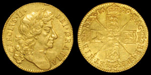 English Milled Coins - Charles II - 1679 - Gold Guinea