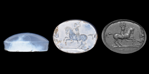 Western Asiatic Graeco-Persian Chalcedony Stamp Seal with Hunting Scene