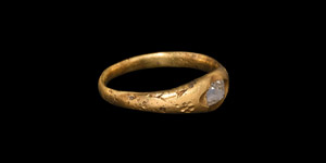 Medieval Gold Inscribed Ring with Historic Diamond
