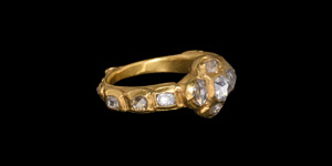 Gold Ring with Diamond Cross