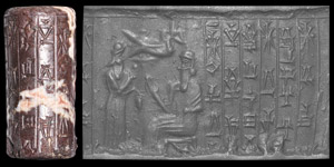 Western Asiatic Kassite Cylinder Seal with God Utu and Merman