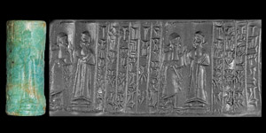 Western Asiatic Kassite Cylinder Seal with Kings Prayer for Goddess Lamassu