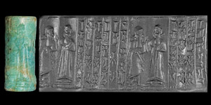 Kassite Cylinder Seal with Kings Prayer for Goddess Lamassu