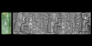 Western Asiatic Middle Elamite Cylinder Seal of Kidnu, Chief Overseer of King Tan-Ruhurater II