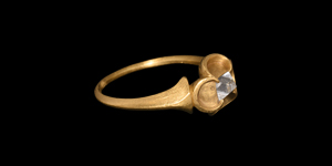 Medieval Gold Ring with Point Cut Solitaire Diamond